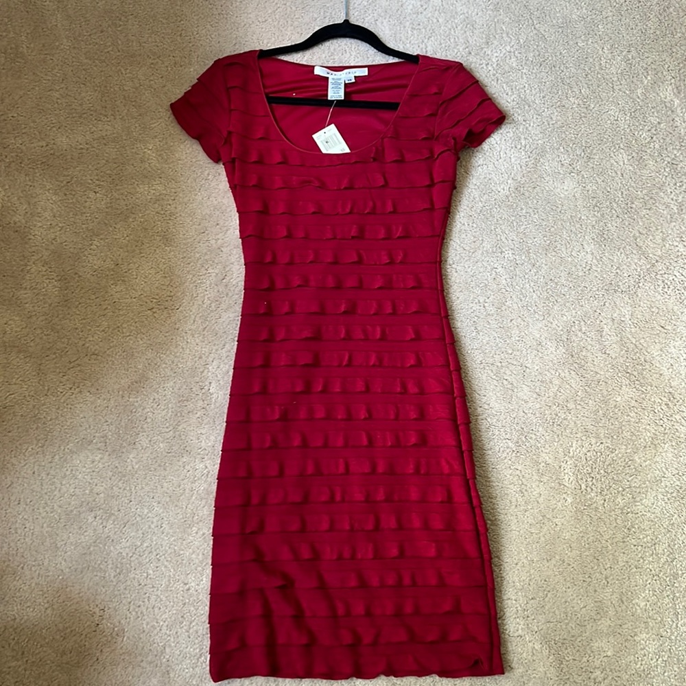 Women’s knit dress. The Perfect Red.